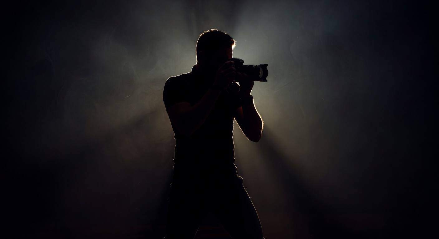 Photographer silhouette taking pictures, creative drama cover